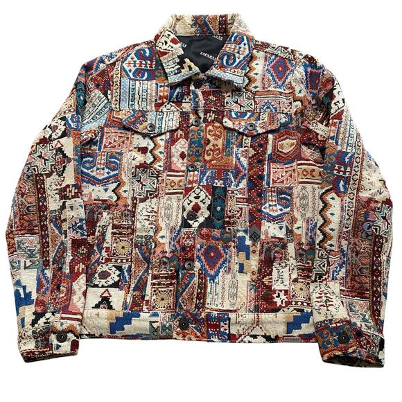 Valabasas Mens Picasso LT Multi Abstract Tapestry Cropped Fit Jacket Size Small - Picture 1 of 7
